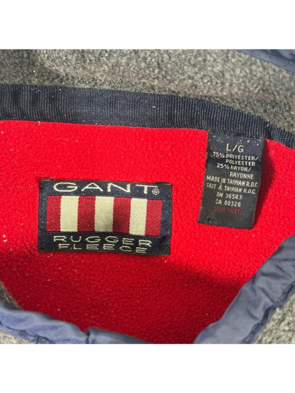 GANT Rugger USA Technical Fleece Pullover Snap Mock Neck Gray Men’s Large - Picture 5 of 7
